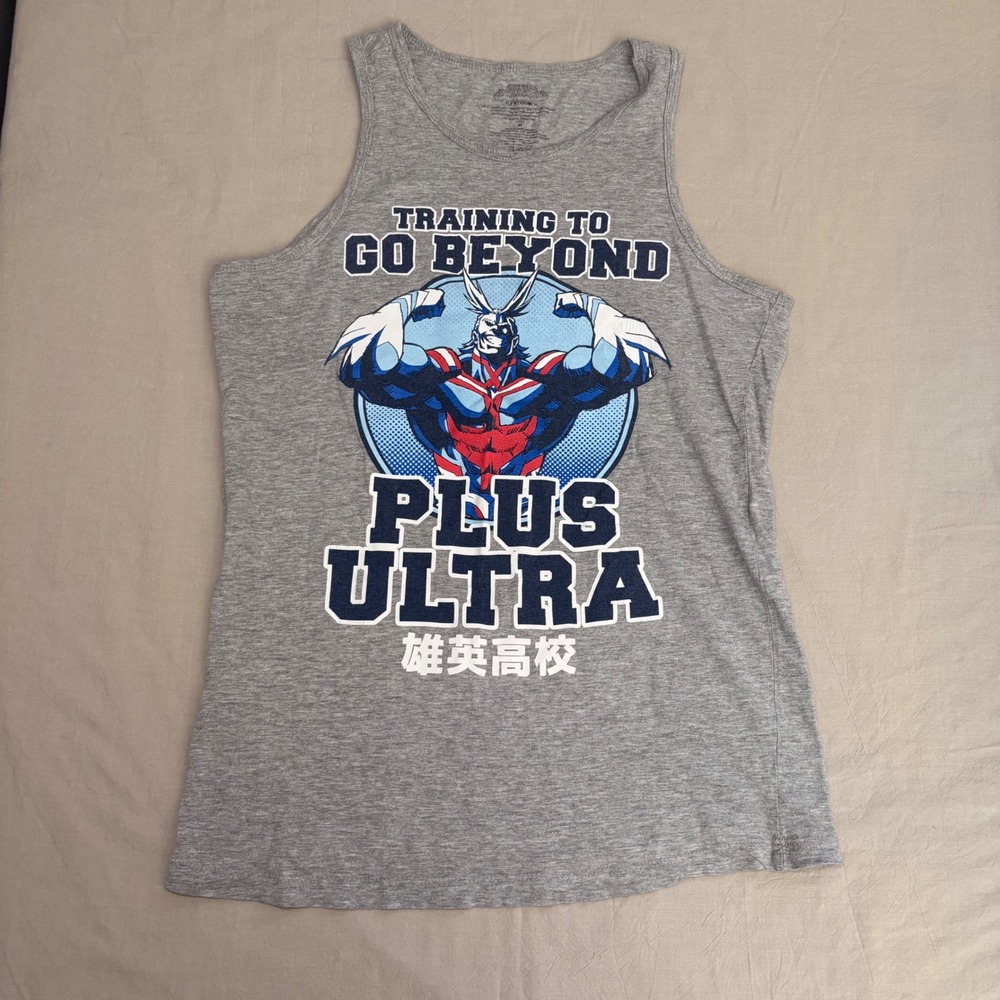 My Hero Academia All Might Plus Ultra Graphic Tank Top Mens Medium Gray